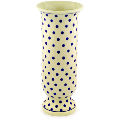 Polish Pottery Vase 15&quot; Polka Dot