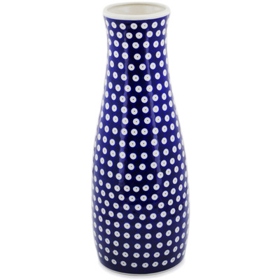 Polish Pottery Vase 16&quot; Blue Eyed Peacock