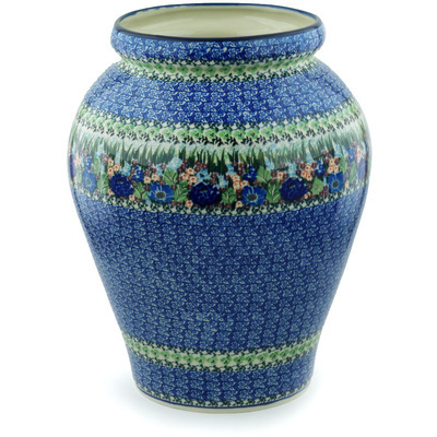 Polish Pottery Vase 16&quot; Hidden Meadow UNIKAT