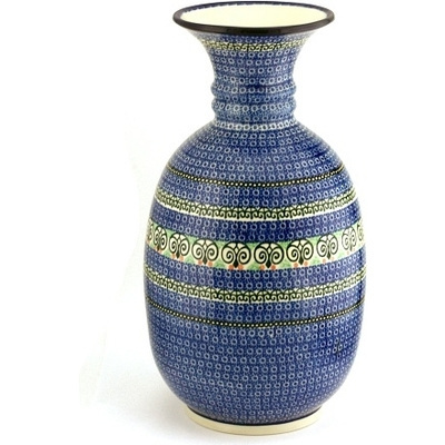 Polish Pottery Vase 17&quot; Scroll Window