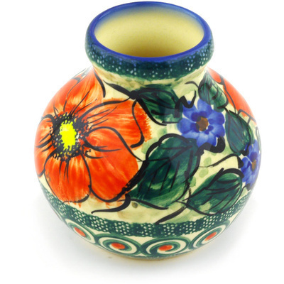 Polish Pottery Vase 3&quot; Havana UNIKAT