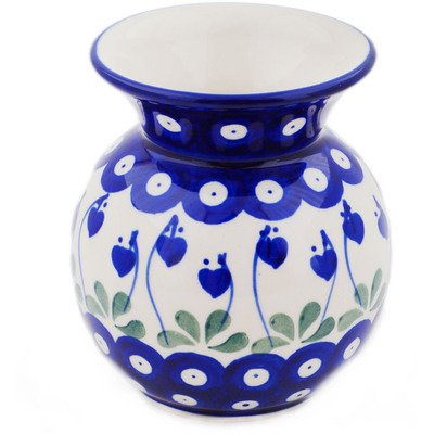 Polish Pottery Vase 4&quot; Bleeding Heart Peacock