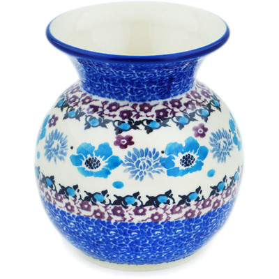 Polish Pottery Vase 4&quot; Blooming Blues