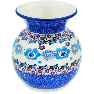 Polish Pottery Vase 4" Blooming Blues