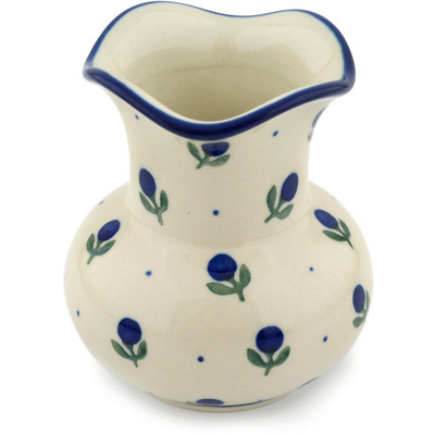 Polish Pottery Vase 4&quot; Blue Buds