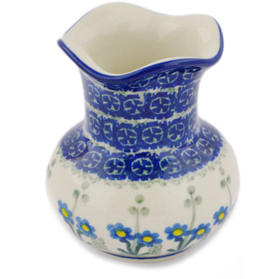 Polish Pottery Vase 4&quot; Blue Daisy Circle