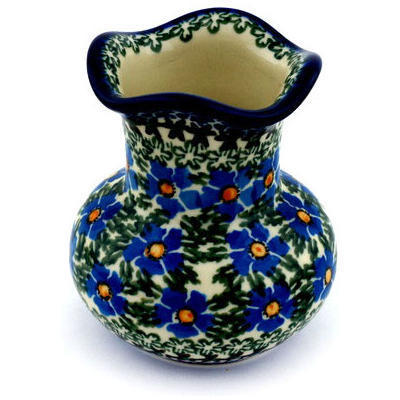 Polish Pottery Vase 4&quot; Blue Daisy Dream UNIKAT