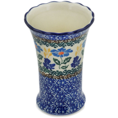 Polish Pottery Vase 4&quot; Blue Forget-me-nots