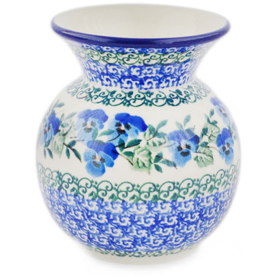 Polish Pottery Vase 4&quot; Blue Pansy