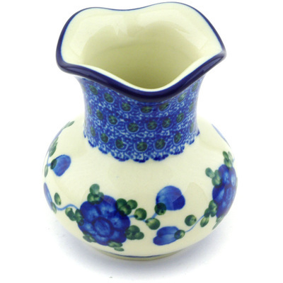 Polish Pottery Vase 4&quot; Blue Poppies