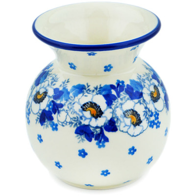 Polish Pottery Vase 4&quot; Blue Spring