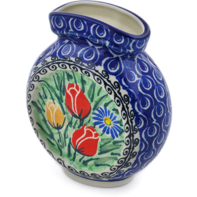 Polish Pottery Vase 4&quot; Breathtaking Tulips UNIKAT