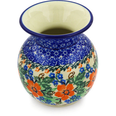 Polish Pottery Vase 4&quot; Brilliant Pansy UNIKAT