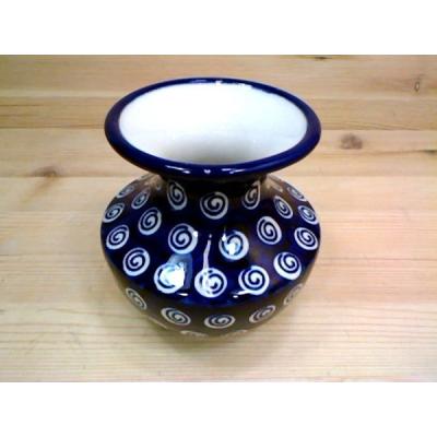 Polish Pottery Vase 4&quot; Cobalt Swirl