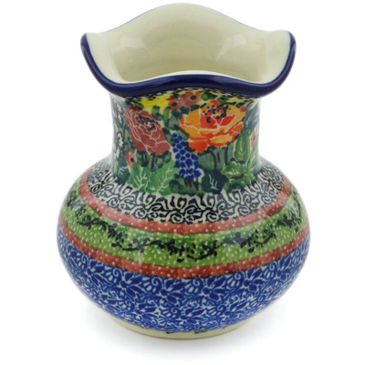 Polish Pottery Vase 4&quot; Copper Rose Meadow UNIKAT