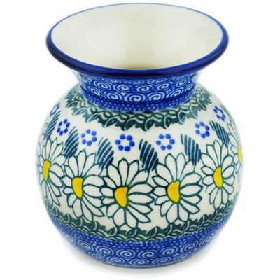 Polish Pottery Vase 4&quot; Crazy Daisy