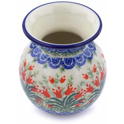 Polish Pottery Vase 4&quot; Crimson Bells
