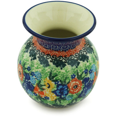 Polish Pottery Vase 4&quot; Daisy Meadow UNIKAT