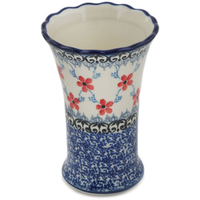 Polish Pottery Vase 4&quot; Floral Lattice