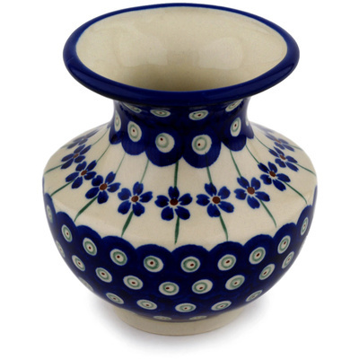 Polish Pottery Vase 4&quot; Flowering Peacock