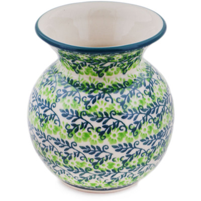 Polish Pottery Vase 4&quot; Lush Viridian Meadow