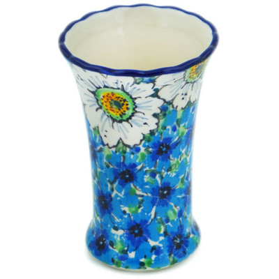 Polish Pottery Vase 4&quot; Pansies And Daisies UNIKAT