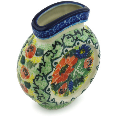Polish Pottery Vase 4&quot; Peach Rose Meadow UNIKAT