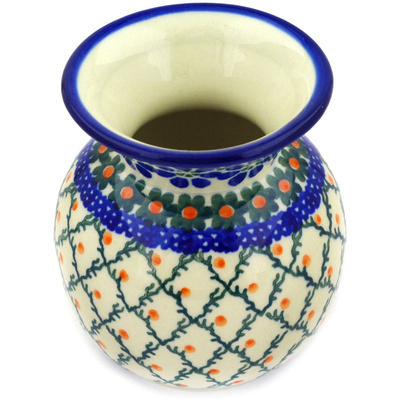 Polish Pottery Vase 4&quot; Primrose Trellis