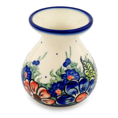 Polish Pottery Vase 4&quot; Summertime Blues UNIKAT