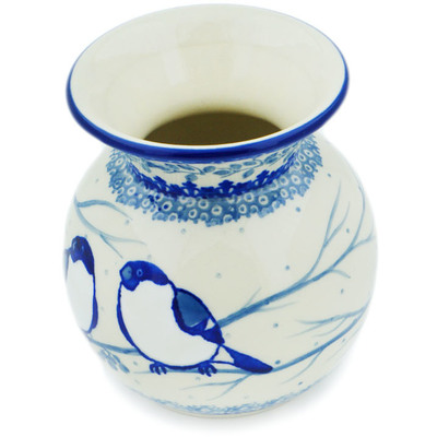 Polish Pottery Vase 4&quot; Waiting Birds UNIKAT