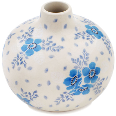Polish Pottery Vase 4&quot; Winter Forget-me-nots