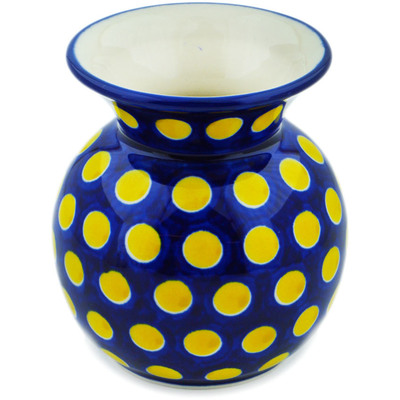 Polish Pottery Vase 4&quot; Yellow Dots