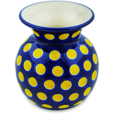 Polish Pottery Vase 4" Yellow Dots