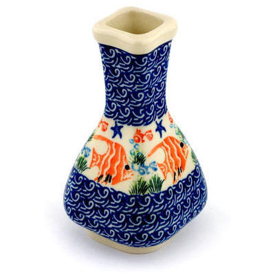 Polish Pottery Vase 5&quot; Angel Fish