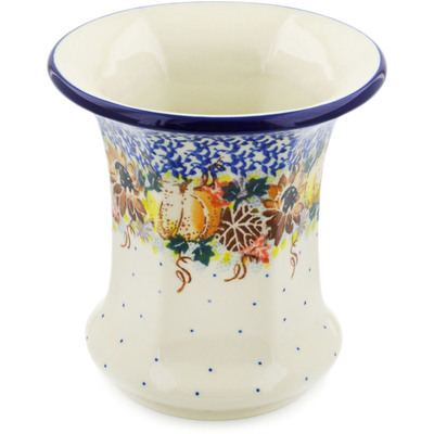 Polish Pottery Vase 5&quot; Autumn Falling Leaves UNIKAT