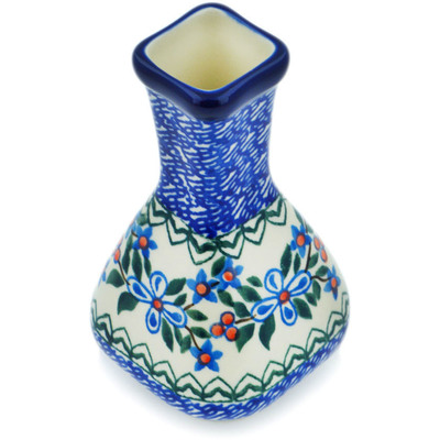 Polish Pottery Vase 5&quot; Azure Blooms