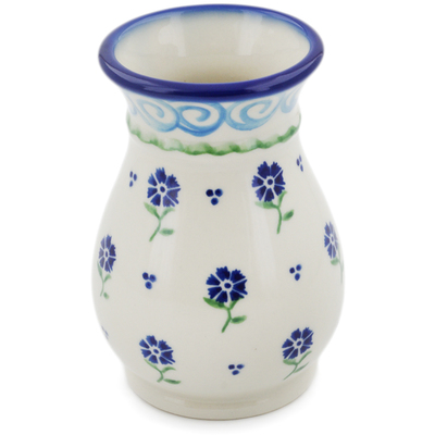 Polish Pottery Vase 5&quot; Blue Bursts