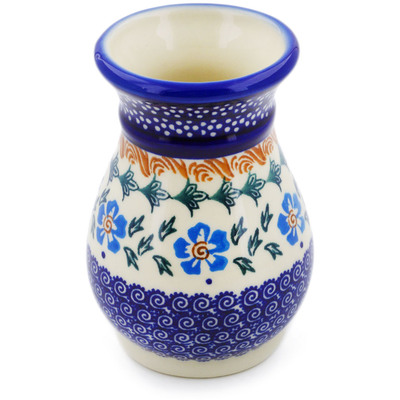 Polish Pottery Vase 5&quot; Blue Cornflower