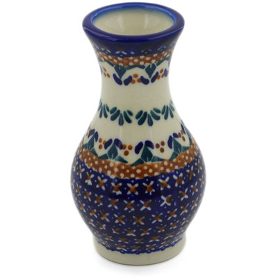 Polish Pottery Vase 5&quot; Blue Cress