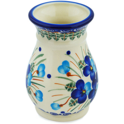 Polish Pottery Vase 5&quot; Blue Pansy