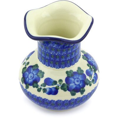 Polish Pottery Vase 5&quot; Blue Poppies