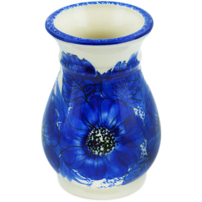 Polish Pottery Vase 5&quot; Blue Poppy Dream UNIKAT