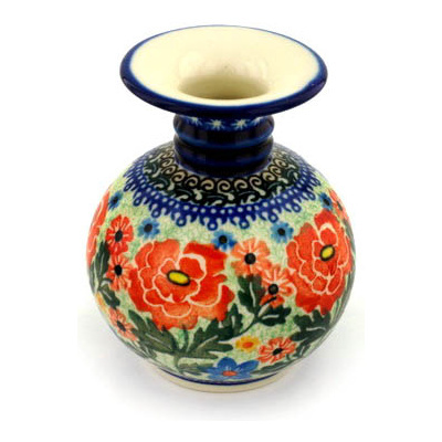 Polish Pottery Vase 5&quot; Bold Carnation UNIKAT