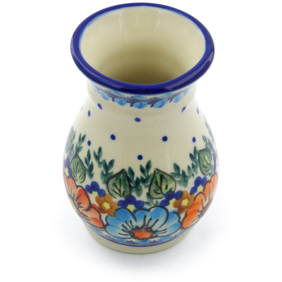 Polish Pottery Vase 5&quot; Bold Poppies