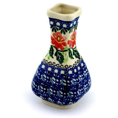 Polish Pottery Vase 5&quot; Christmas Rose
