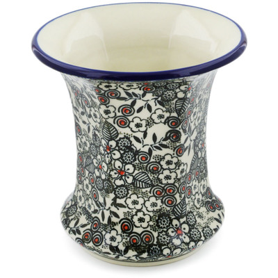 Polish Pottery Vase 5&quot; Classic Black And White UNIKAT