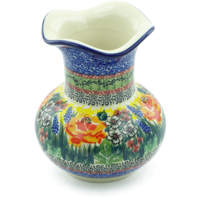 Polish Pottery Vase 5&quot; Copper Rose Meadow UNIKAT