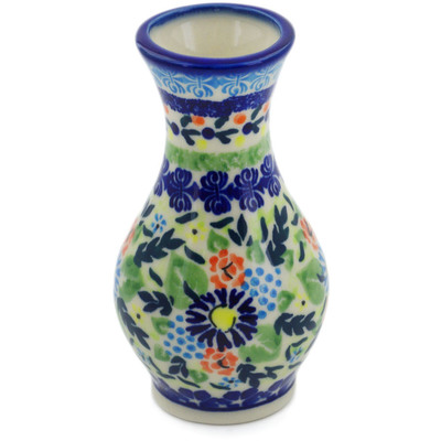 Polish Pottery Vase 5&quot; Flor-de-lis UNIKAT