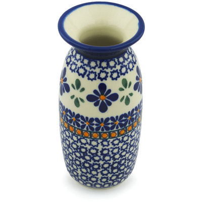 Polish Pottery Vase 5&quot; Gangham Flower Chain