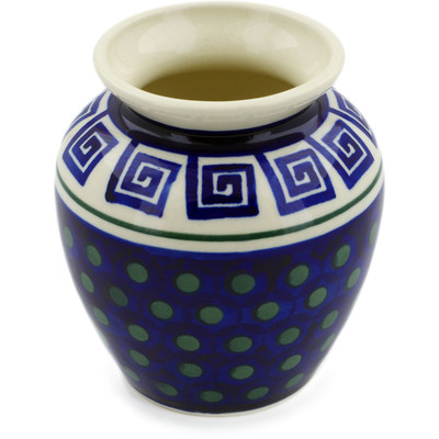 Polish Pottery Vase 5&quot; Greek Key